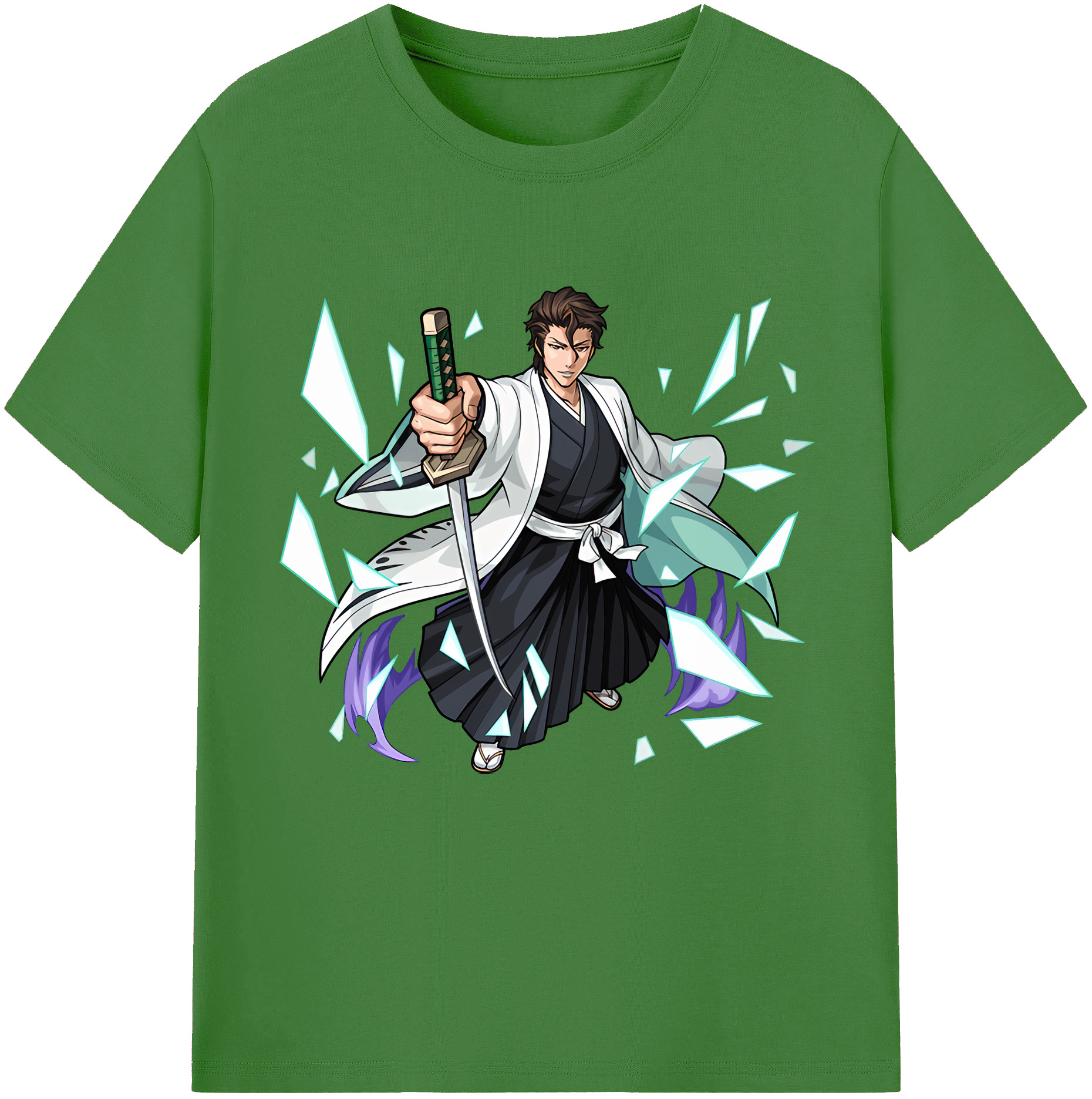 （画像用） ブリーチ 藍染 惣右介（あいぜん そうすけ） BLEACH Aizen Sousuke レディースカジュアルプリントTシャツ（綿100％）